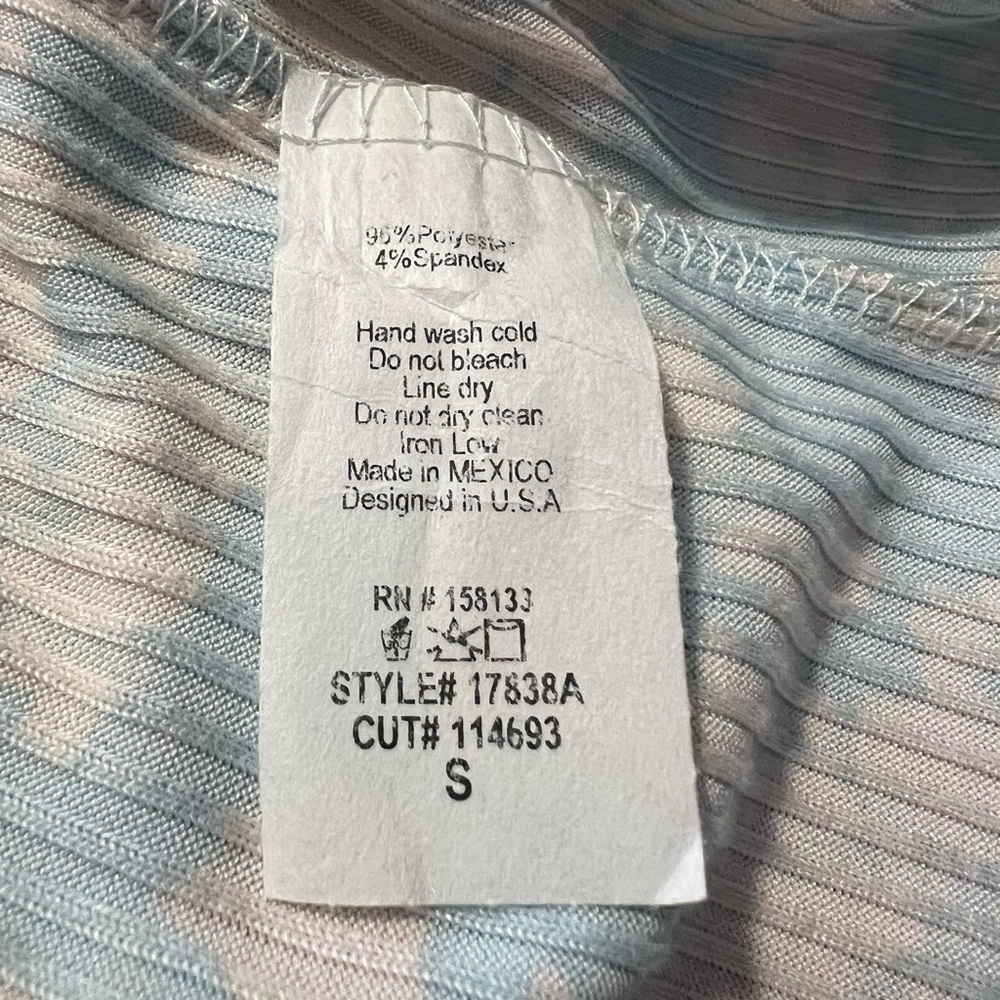 Staccato Light Blue Floral Tank Top‎ Ribbed Swing Tank Top Small Cottagecore - Picture 4 of 4